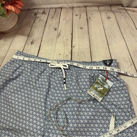 Daniel Cremieux swimwear Blue White geo print 6" Swim Trunks shorts sz L - Picture 6 of 10